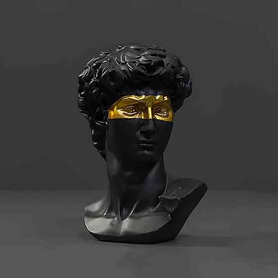 Скульптура бюст Давида RESTEQ черного цвета. Фигурка для интерьера Давид 15 см. Декор бюст Давид (Микеланджело) Киев