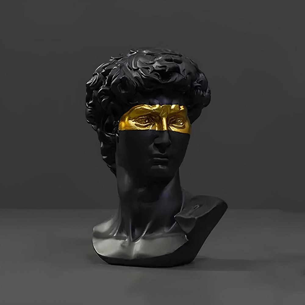 Скульптура погруддя Давида RESTEQ чорного кольору. Фігурка для інтер`єру Давид 15 см (Мікеланджело) Київ - фото 2