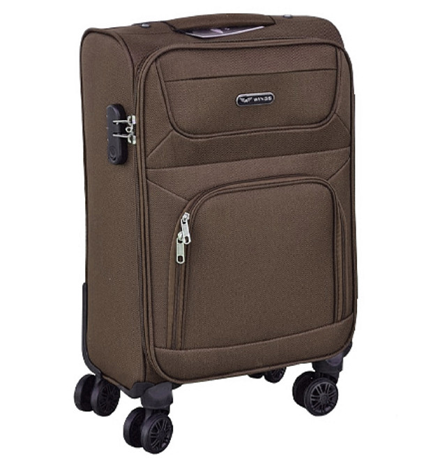 Чемодан тканевый WINGS 6018 малый 55 см коричневый 4 колеса Киев - изображение 1