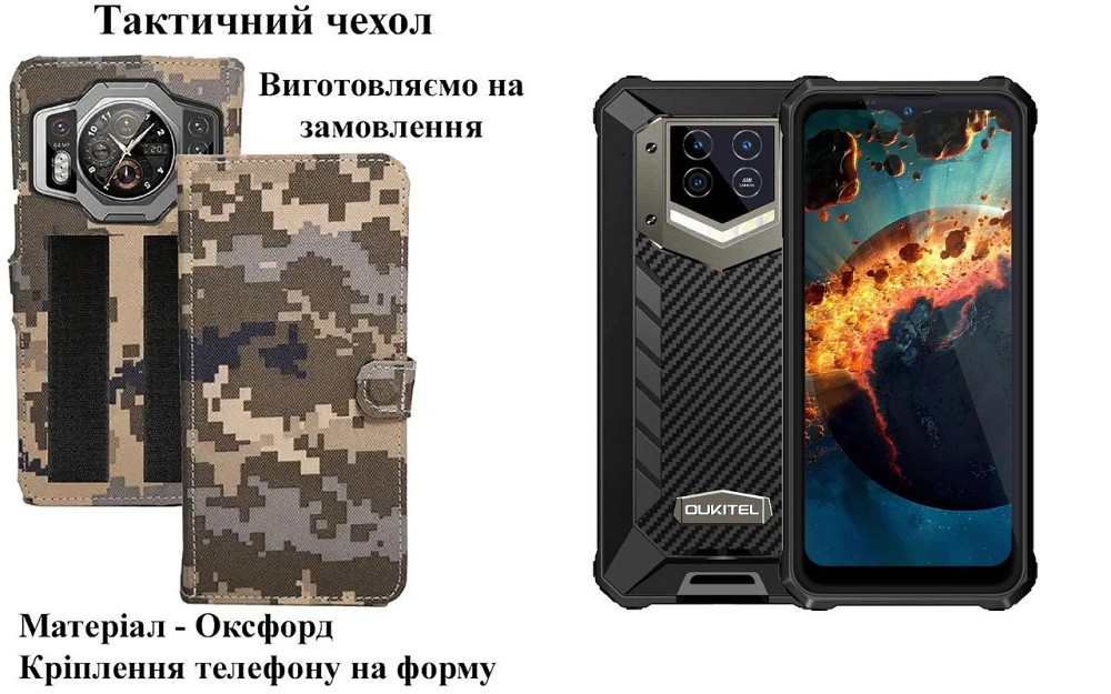 Тактический чехол для OnePlus 13, OnePlus 13R, крепится к снаряжению на липучке Киев - изображение 1