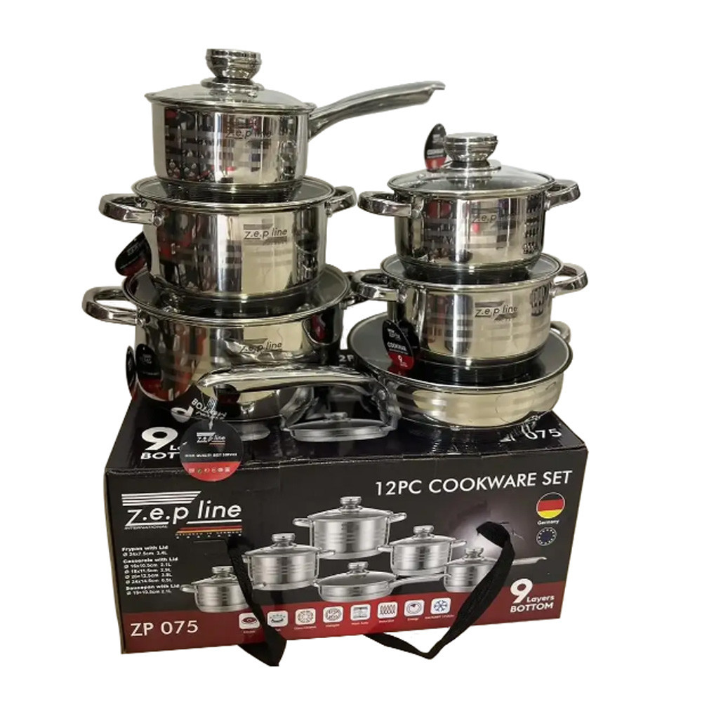 Набір посуду з нержавіючої сталі 12 предметів,Zepline ZP-075 SBR Київ - фото 9