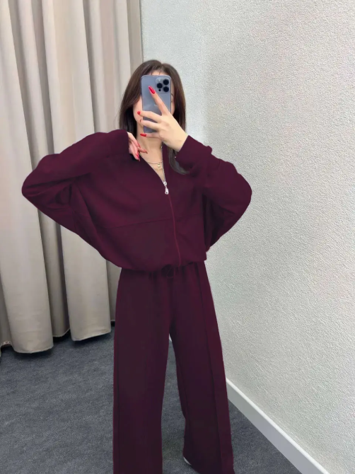 Жіночий костюм-двійка з широкими штанами Бордовий 54/56 Харків - фото 1