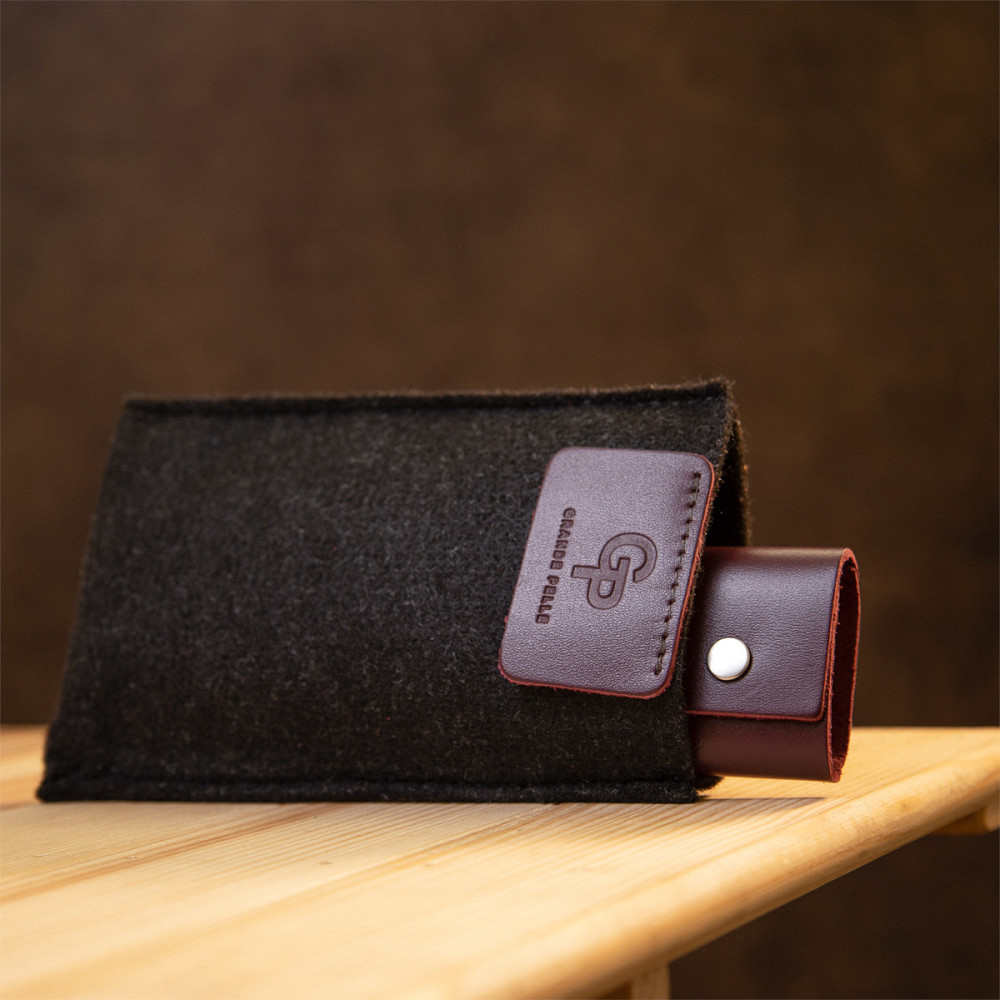 Кожаная стильная ключница GRANDE PELLE 11348 Бордовый Киев - изображение 7