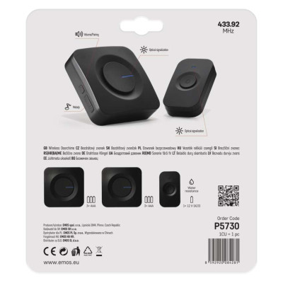 Дверной звонок EMOS Беспроводной дверной звонок EMOS P5730 3x AAA 2 приемника (180м) (P5730) Винница - изображение 5