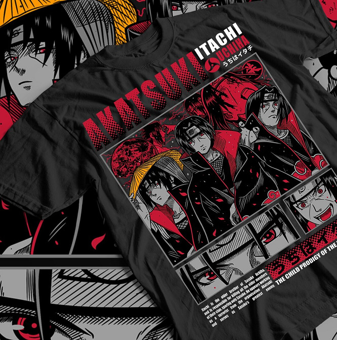 Футболка для хлопчика з аніме принтом Наруто оверсайз (зріст від 165 до 180) Чорний AnimeJ0391m Дніпро - фото 1