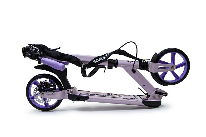 Детский самокат Scale Sports SS-04 + звоночек + ремень + подстаканник. Дисковый тормоз. Лиловый Одесса - изображение 9