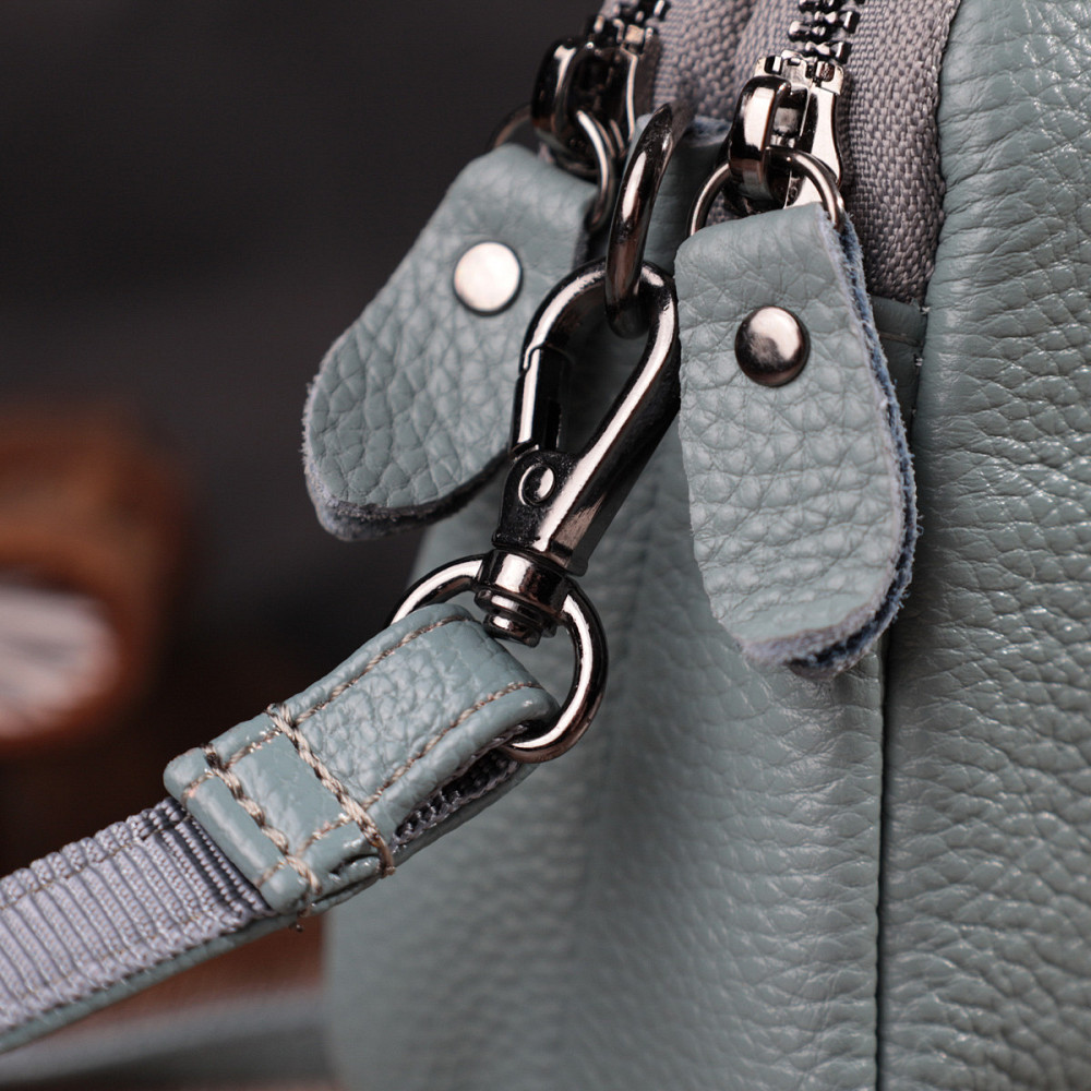 Женская повседневная сумка на два отделения из натуральной кожи Vintage 22280 Голубая Киев - изображение 8