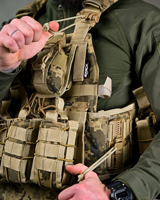 Якісна плитоноска 4 скидання з напашником Attack піксель ПП7564 Одеса - фото 5