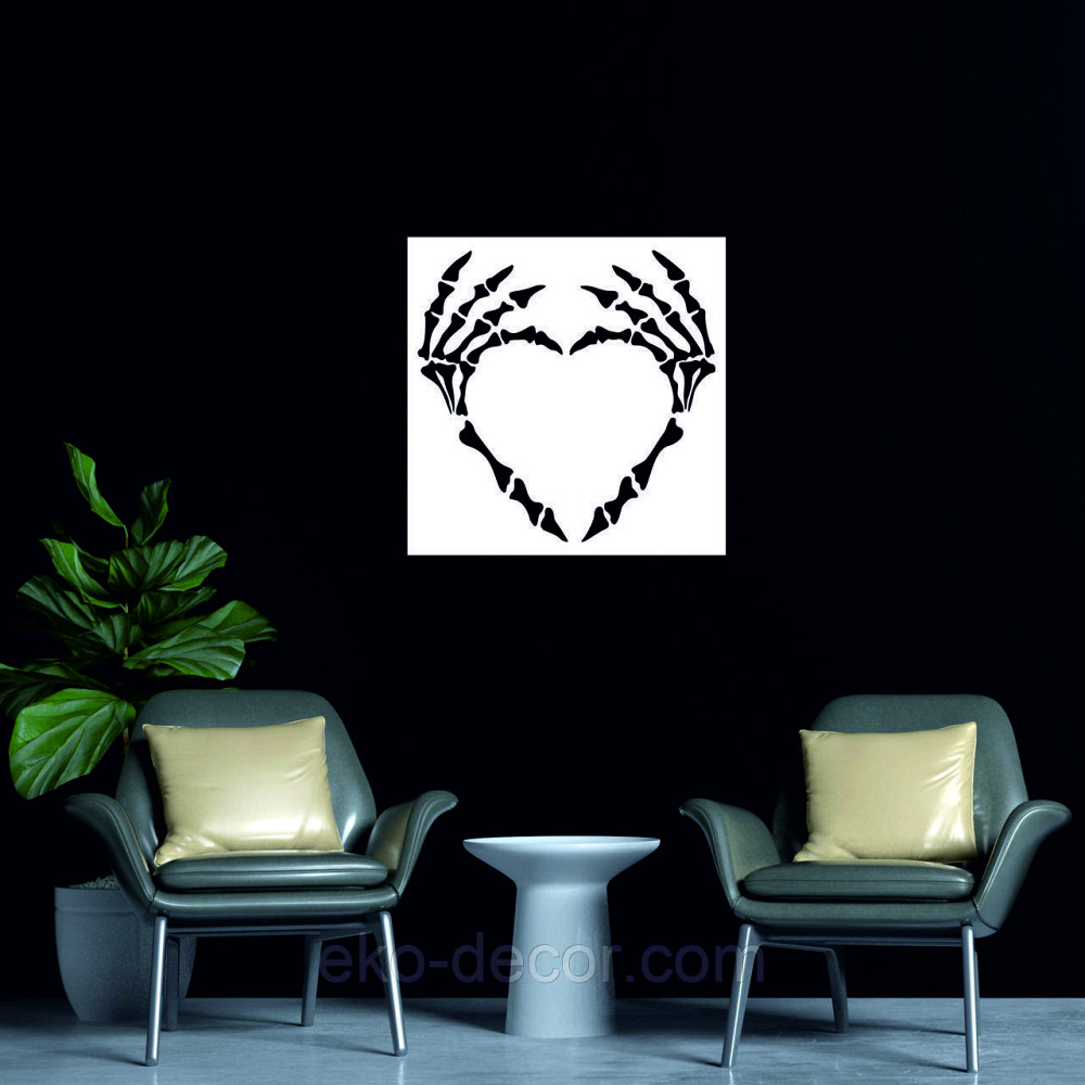 Декоративное настенное 3D Панно «Скелет», Декор на стену с объемом 90*90 см, Белый Киев - изображение 3