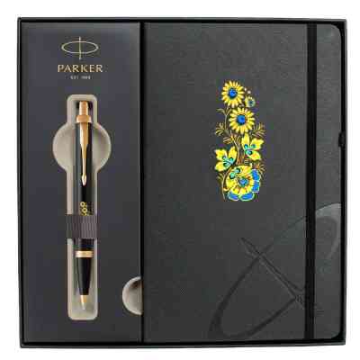 Ручка кулькова Parker IM 17 UKRAINE Black GT BP Квіти + блокнот Parker + подар.упак. GIFT24 (22032b24_T1050u) Вінниця