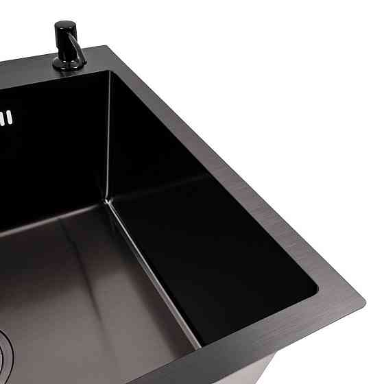 VALESO Кухонна мийка чорна 60*50 PVD VALESO Handmade (сифон круглий, 3,0/0,8) Киев