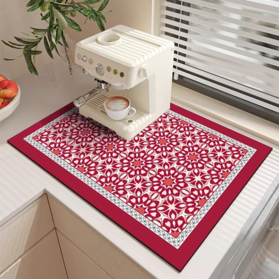 Коврик кухонный на столешницу для кофемашины и бытовых приборов,резиновый, влагопоглощающий,защитный,красный Каменец-Подольский