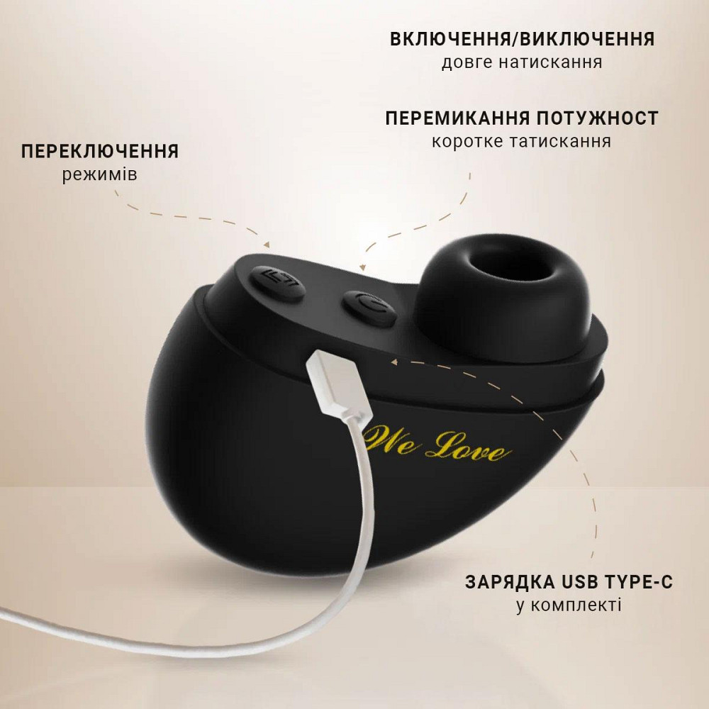 Стимулятор клітора вакуумно-хвильовий вуманайзер Portable Sucker 10 режимів USB-зарядка Чорний Вінниця - фото 5