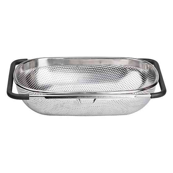 Друшляк сито на раковину для миття овочів та фруктів 36х24х9 см з нержавіючої сталі HP-19-17 Киев