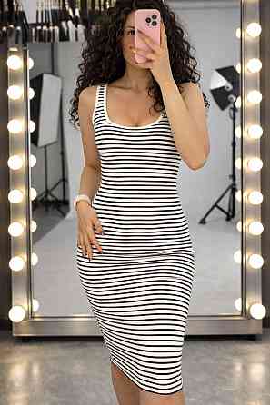 Женское повседневное платье в полоску турецкий рубчик Белый, 42/44 Одесса