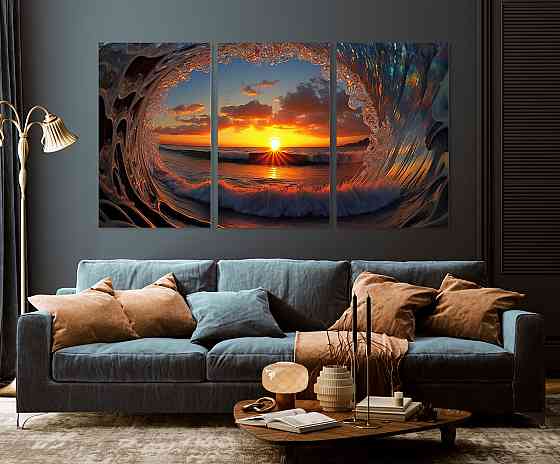 Модульна картина у вітальню/ спальню  Морські хвилі     ART-117_3A Київ