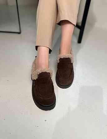 Olli Лофери жіночі OLLI шоколадні натуральна замша з хутром зимові (5634) Коломыя