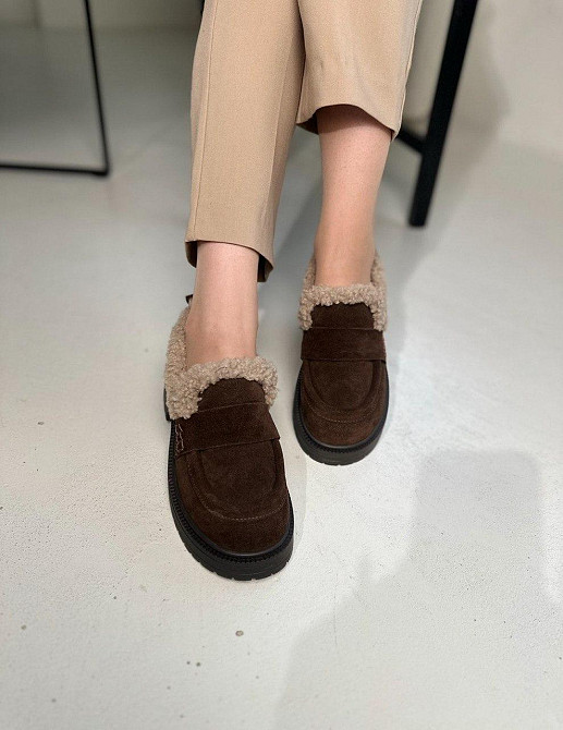 Olli Лофери жіночі OLLI шоколадні натуральна замша з хутром зимові (5634) Коломыя - изображение 3