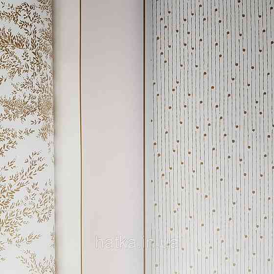 Шпалери вінілові на флізелін Caselio The Place to bed 0.53х10 м смуги точки золотисті на білому 3д Київ