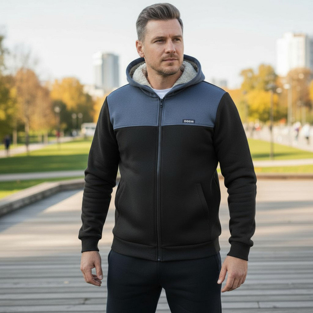 Мужской теплый костюм на флисе с мехом Черный 48/50 Харьков - изображение 1