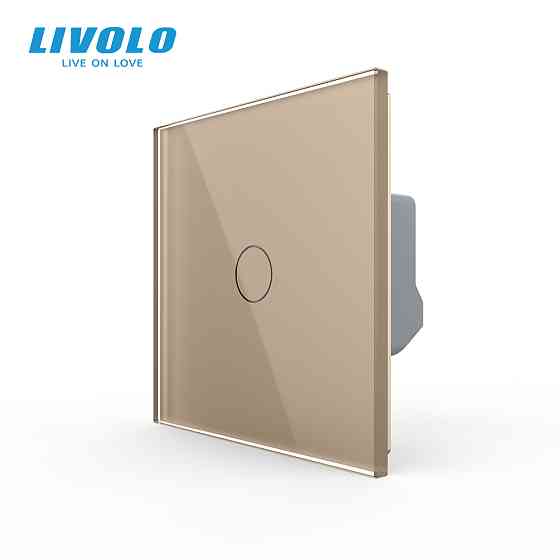 Сенсорний вимикач LIVOLO, золотий скляний, 5А 230В, без нейтралі (VL-C7FC1-2AP) Коломыя