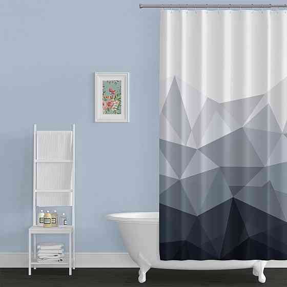 Шторка для ванной комнаты Bathlux 180 x 180 см с водоотталкивающим покрытием, белая с черным принтом Каменец-Подольский