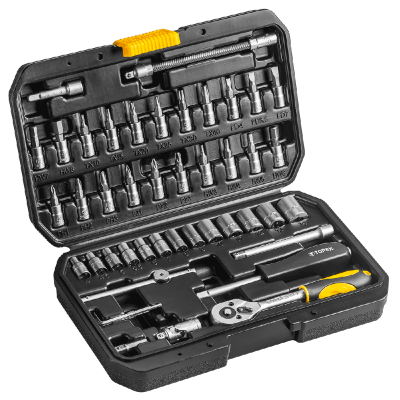 Набор инструментов Topex торцевых головок 1/4 "CrV, 46 шт. (38D640) Винница