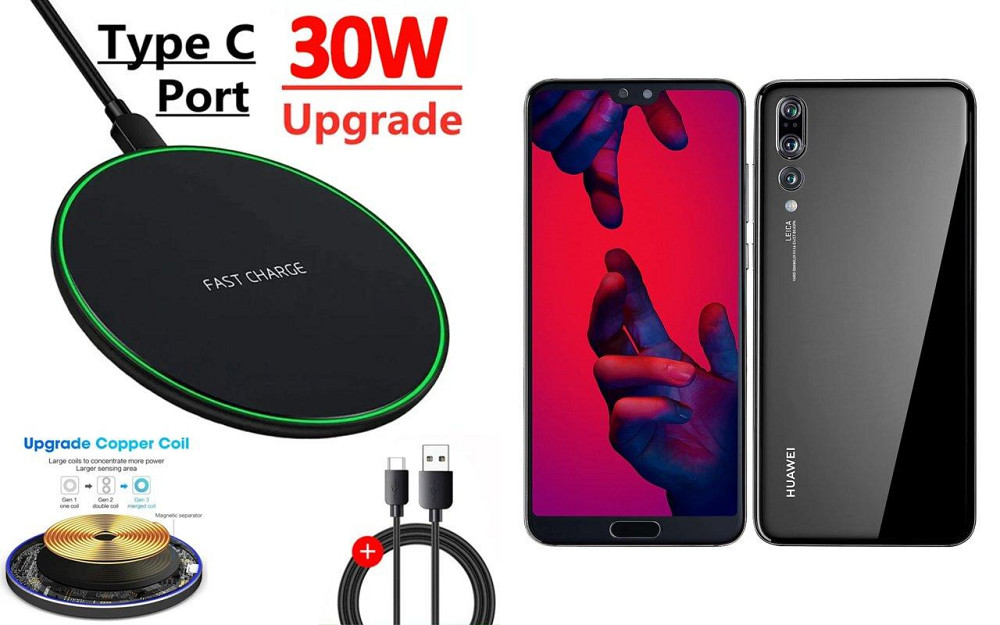 Бездротовий зарядний пристрій Copper до 30W для Honor Magic5 Pro, USB-C, LED Київ - фото 1
