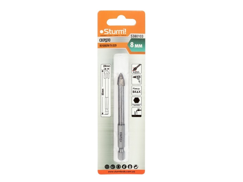 Свердло для скла та кахлю Sturm 5380103, 8 мм (містить опис) Рівне - фото 1