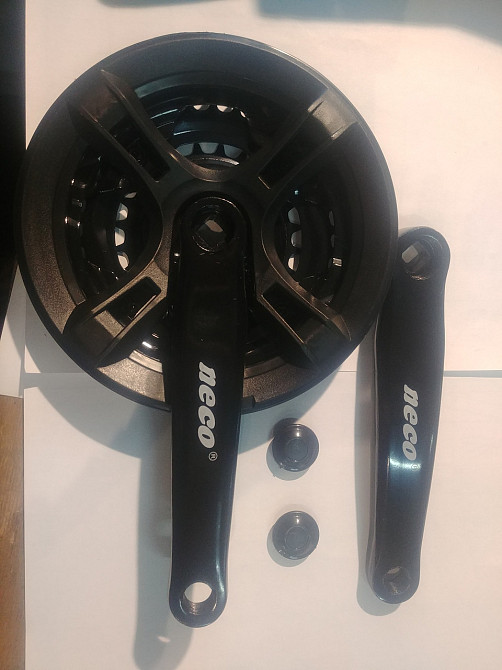 Звезды велосипедные (передние) 24/34/42T (+2 шатуна L-17 см, квадрат, черные, с защитой) (PHCW-A421) KL Мукачево - изображение 1