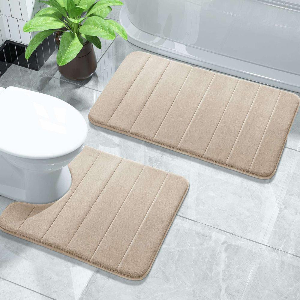 Набор 2 коврика для ванной Aquarius с эффектом памяти 50х80 см, U-образный 50х50 см Бежевый в полоску Буча - изображение 1