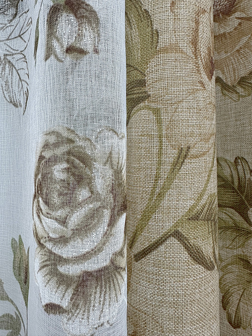Комплект штор VR-Textil Льон Прованс 200х270 2шт і Тюль 500х270 2080ш-1267т Коричневий з білим 71-205/6 Київ - фото 7