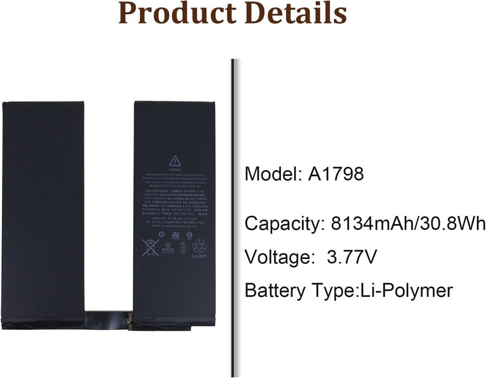 HIGHAKKU Запасной аккумулятор A1798 Совместим с iPad Pro 10.5 дюймов MPMF2LL/A MPHJ2LL/A MQF22LL/A MPGK2LL/A MPF22LL/A MQF12L/A MQ Днепр - изображение 4