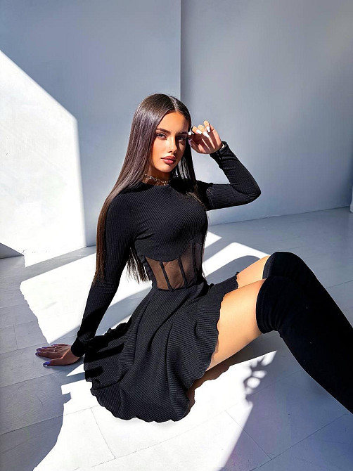 Женское приталенное мини платье с имитацией корсета мустанг рубчик Одесса - изображение 5