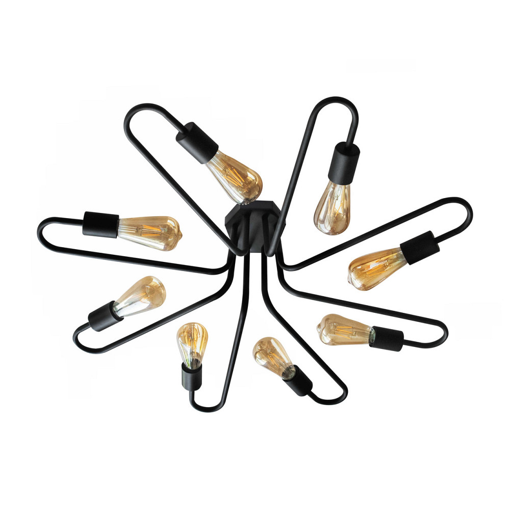 Стельова люстра павук в стилі лофт чорна 8 ламп Laminari NL 8585/8 Одеса - фото 1