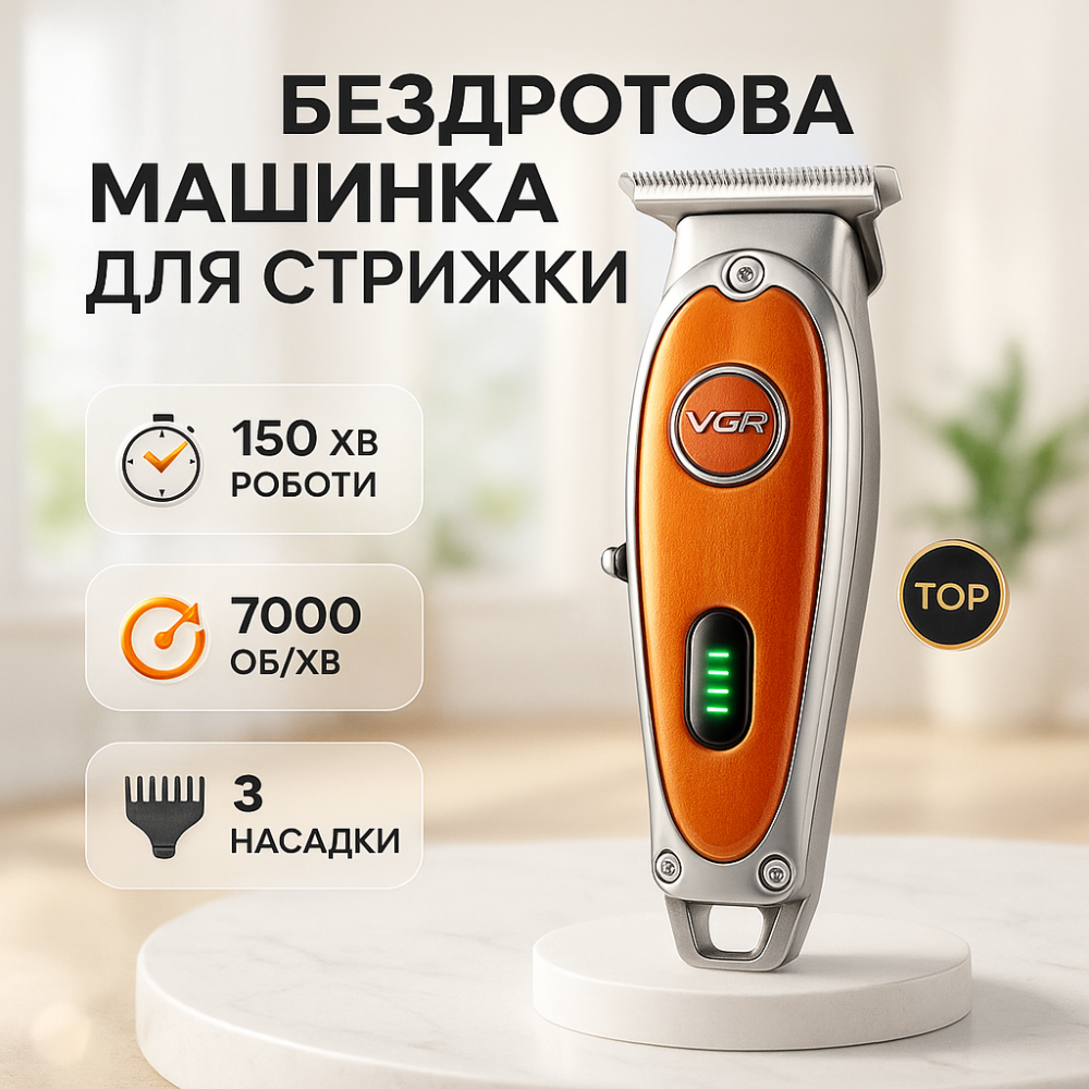 Малошумна машинка для стрижки волосся, Акумуляторна універсальна машинка для стрижки Тример скронь TG-58 Львів - фото 13