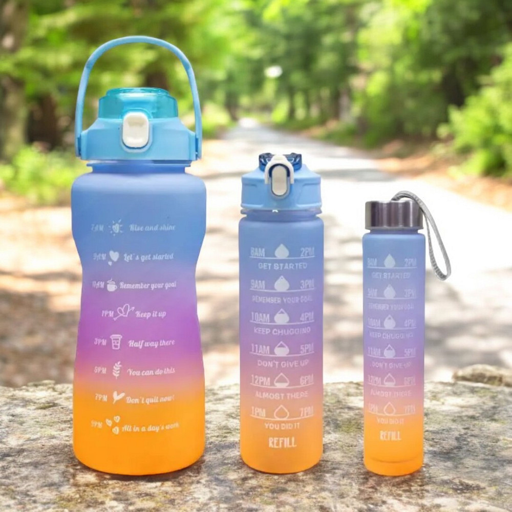 Набір із 3-х пляшок для води об'ємом 300+900+2000 мл Одеса - фото 1