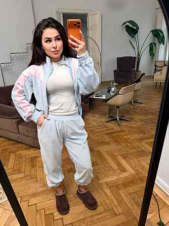 Жіночий велюровий костюм зі вставками Блакитний, 48/52 Харків