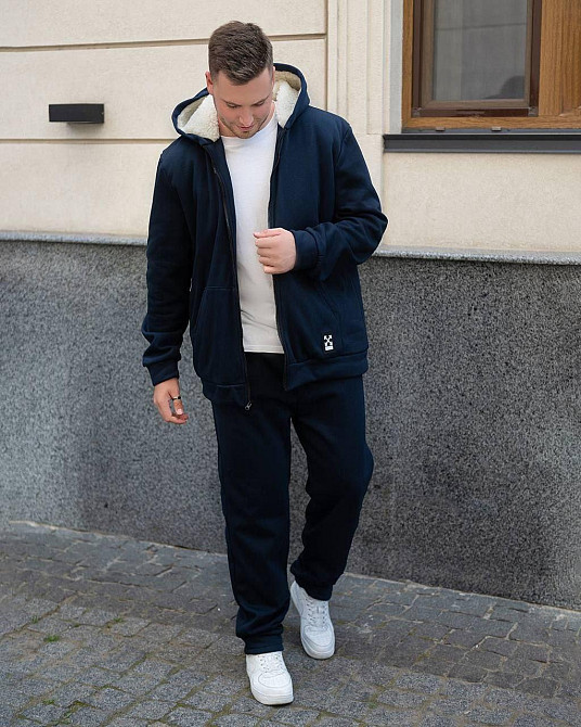 Чоловічий теплий костюм на флісі з хутром Синій 56/58 Харків - фото 1