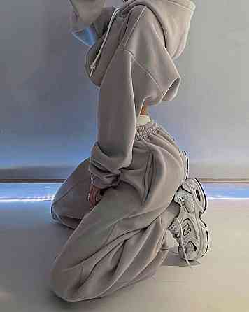 Женский утепленный стильный костюм двойка: худи и джоггеры трехнить на флисе Одесса