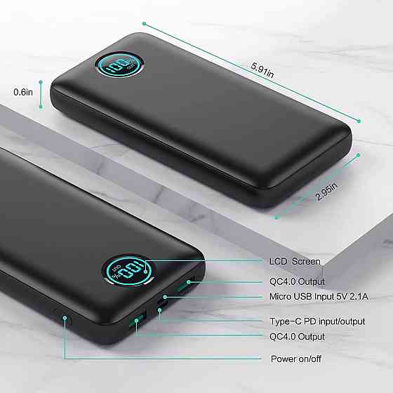 Уцінка Павербанк Power Bank 30800 мАг, 25 Вт, PD QC4.0 — Швидка зарядка, 3 виходи, РК-дисплей Київ