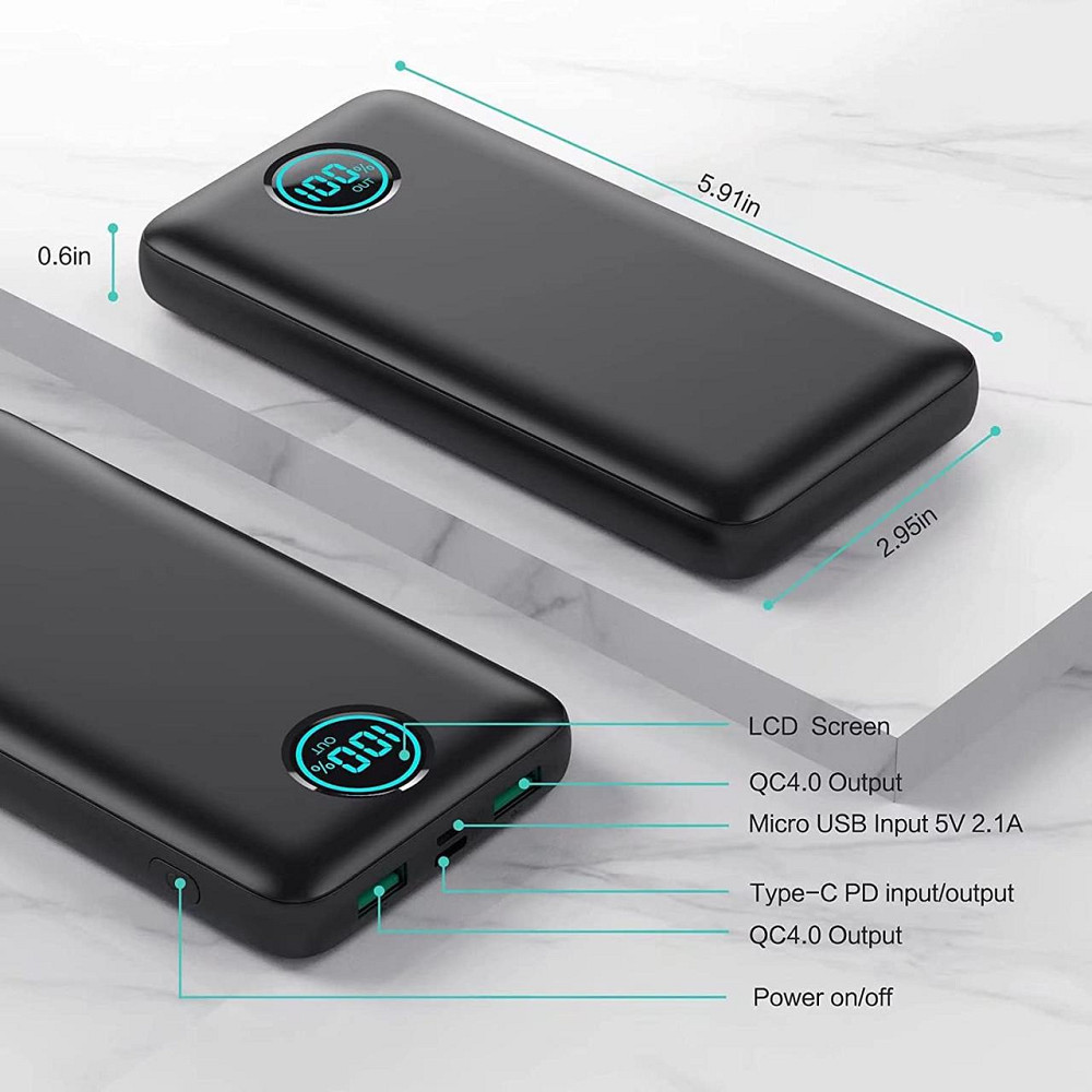Уцінка Павербанк Power Bank 30800 мАг, 25 Вт, PD QC4.0 — Швидка зарядка, 3 виходи, РК-дисплей Київ - фото 4