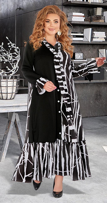 Красивое платье  большого размера с оборкой (52) Киев - изображение 2