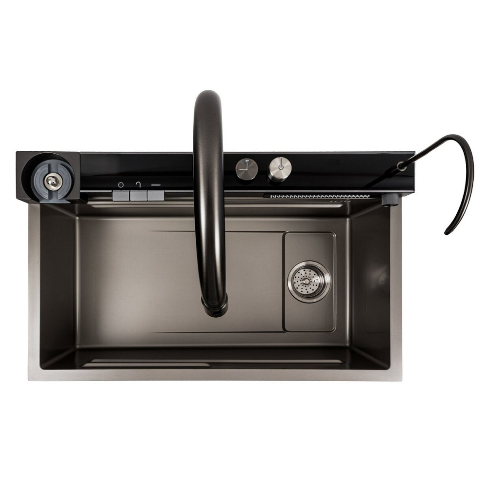 PLATINUM Кухонна мийка 75*46D PVD сіра Platinum Handmade "ВОДОСПАД" Коломия - фото 19