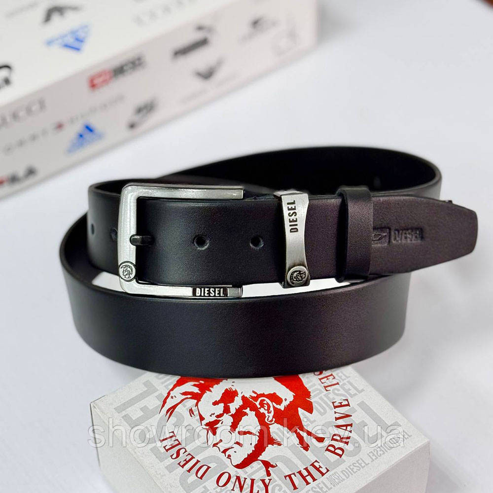 Мужской кожаный брендовый ремень Diesel (3840) Киев - изображение 4