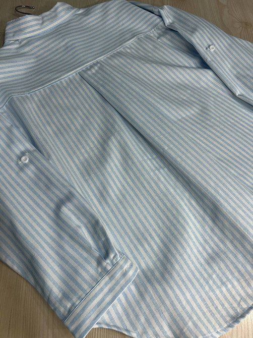 Рубашка женская A-N 25130-1 в полоску оверсайз хлопковая голубая, голубой, one size Киев - изображение 6
