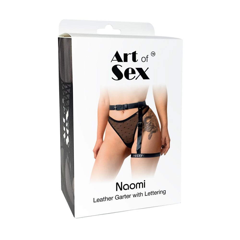 Гартер на ногу Art of Sex - Naomi з написом SEXY, натуральна шкіра, розмір XS-2XL, колір рожевий Sex Aura Київ - фото 4
