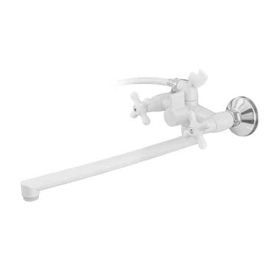 Смеситель для ванной Plamix Sirius-140 White с термопластика белый (со шлангом и лейкой) (PM0637) Черновцы