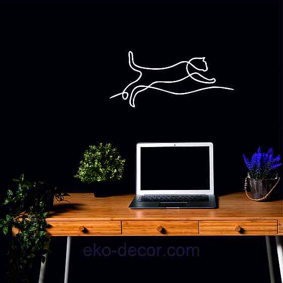 Декоративное настенное 3D Панно «Кот» Декор на стену с объемом 90*40 см, Белый Киев