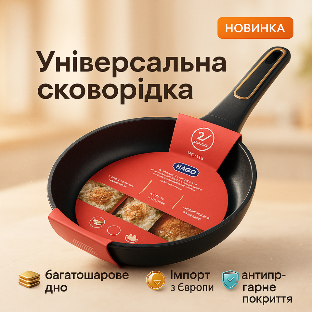 Антипригарная сковорода для приготовления завтрака, Сковорода на долго из легкого алюминия RI-16 Львов - изображение 18